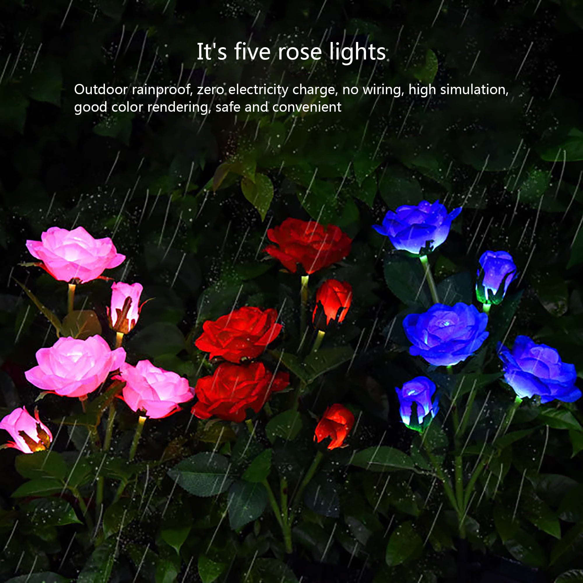 Binpure Solar-Powered Light Rose Flower Field Cutting Park Home Lamp