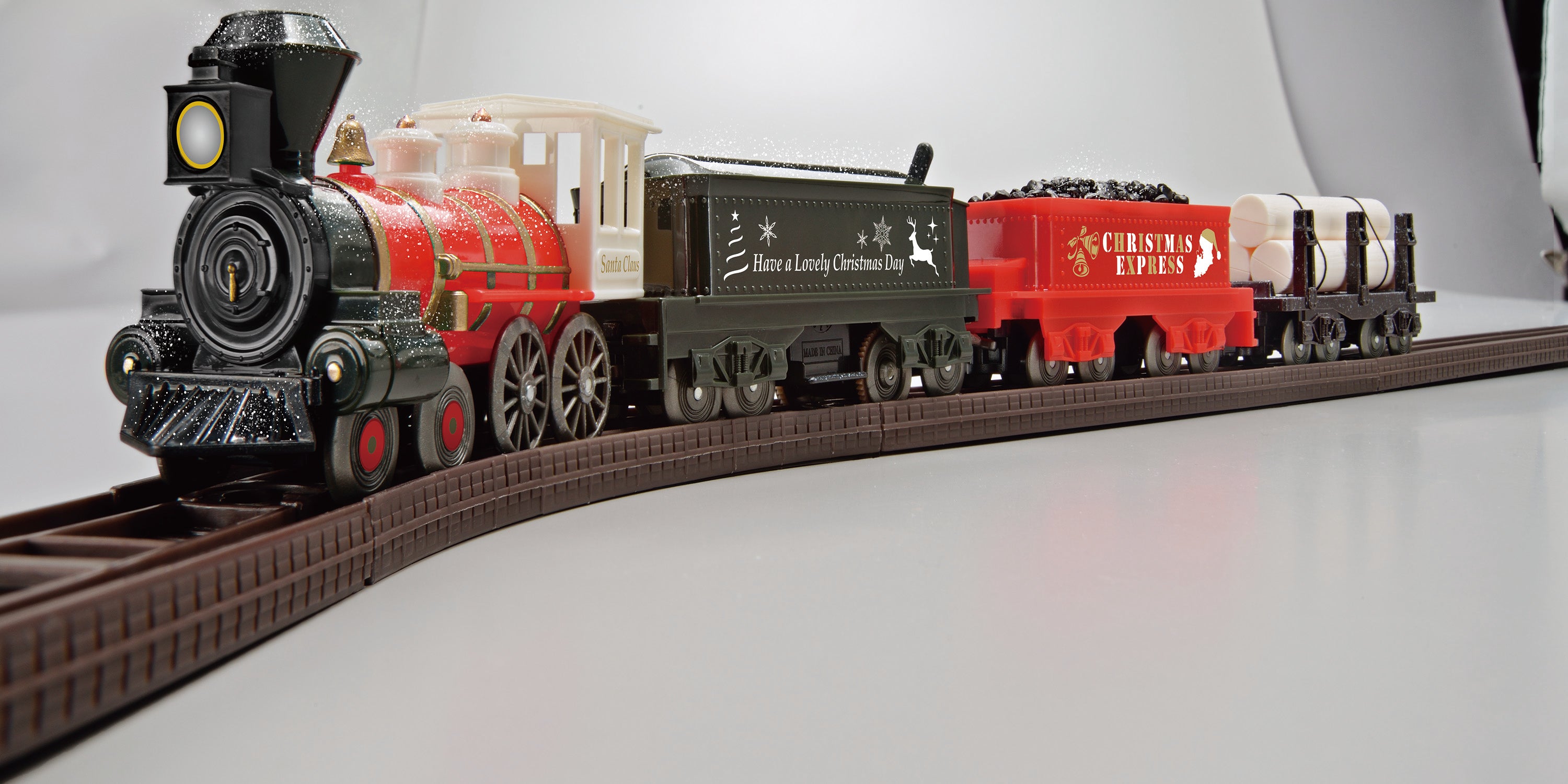 LEC Christmas Express Steam Locomotive American 4-4-0 Battery Operated Train Set