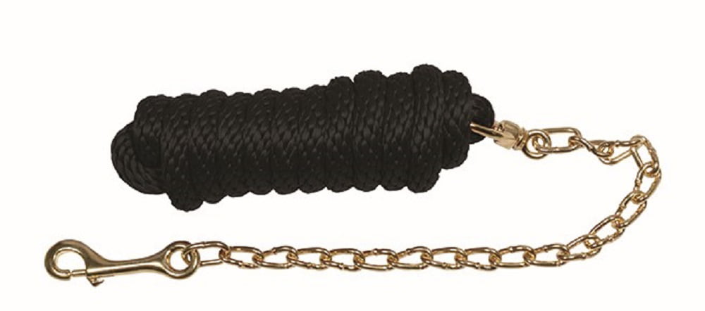 Western Rawhide Signature Fashion Horse Lead Rope with 20 inch Chain-Black- Black Nickel Bolt Snap