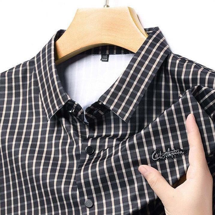 Camisa em Seda Gelo Captain™  Xadrez Náutico para o Homem de Prestígio!