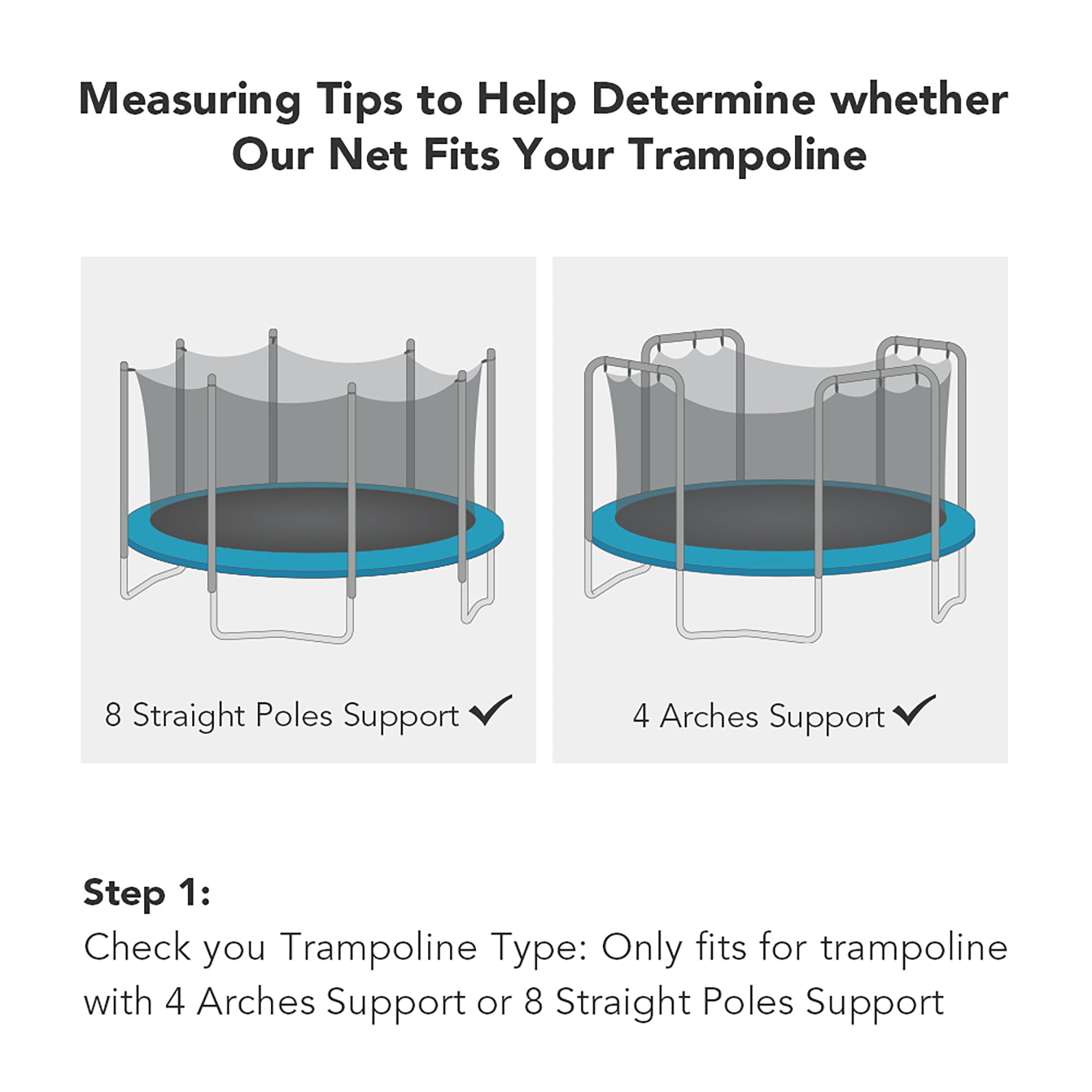 Yescom Round Trampoline Enclosure Net 14ft 8 Pole Fence Replacement Safety Mesh Netting Fits All Brands