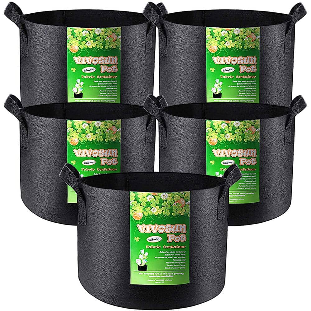 VIVOSUN 25 Gal. Black Non-Woven Aeration Fabric Plant Grow Bags with Handles (5-Pack) X001F1MWGJ