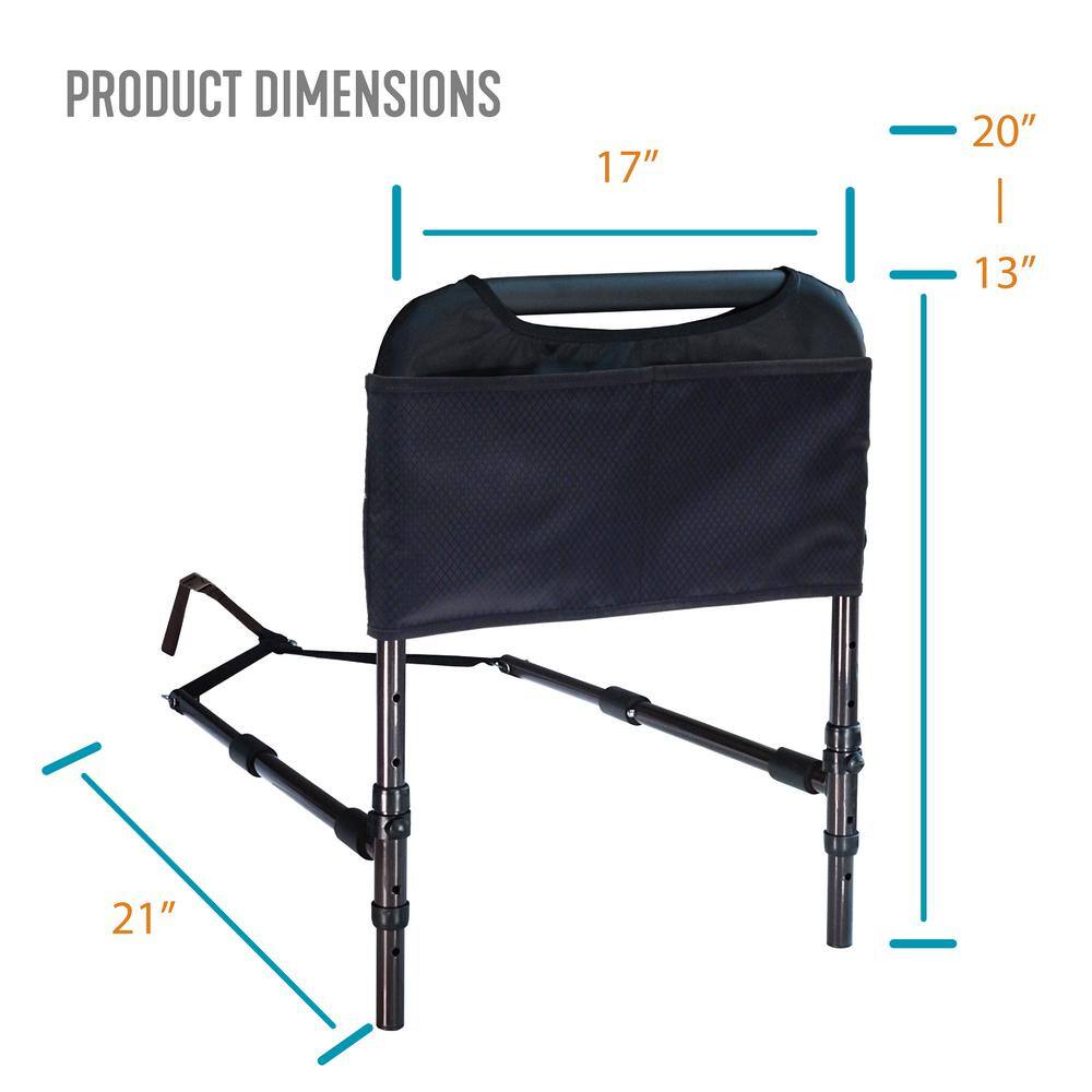 Able Life 17 in. Bedside Safety Handle Bed Rail Assist with Padded Handle and Pouch in Brown 8400