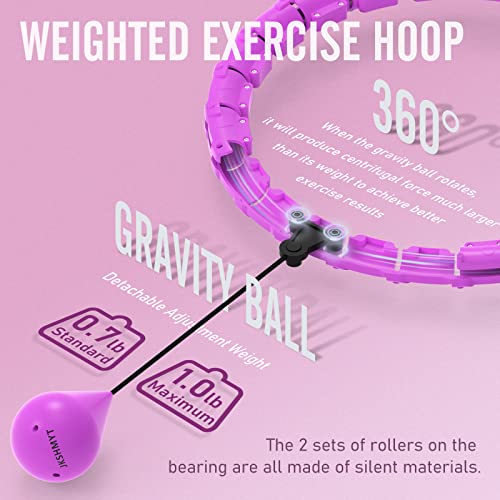 JKSHMYT Smart Weighted Fit Hoop Plus Size for Adults Weight Loss， Hula Circle-2 in 1 Infinity Fitness Hoop， 24 Links Detachable and Size Adjustable， with Ball Auto Rotate 360 Degree for Kids and Women