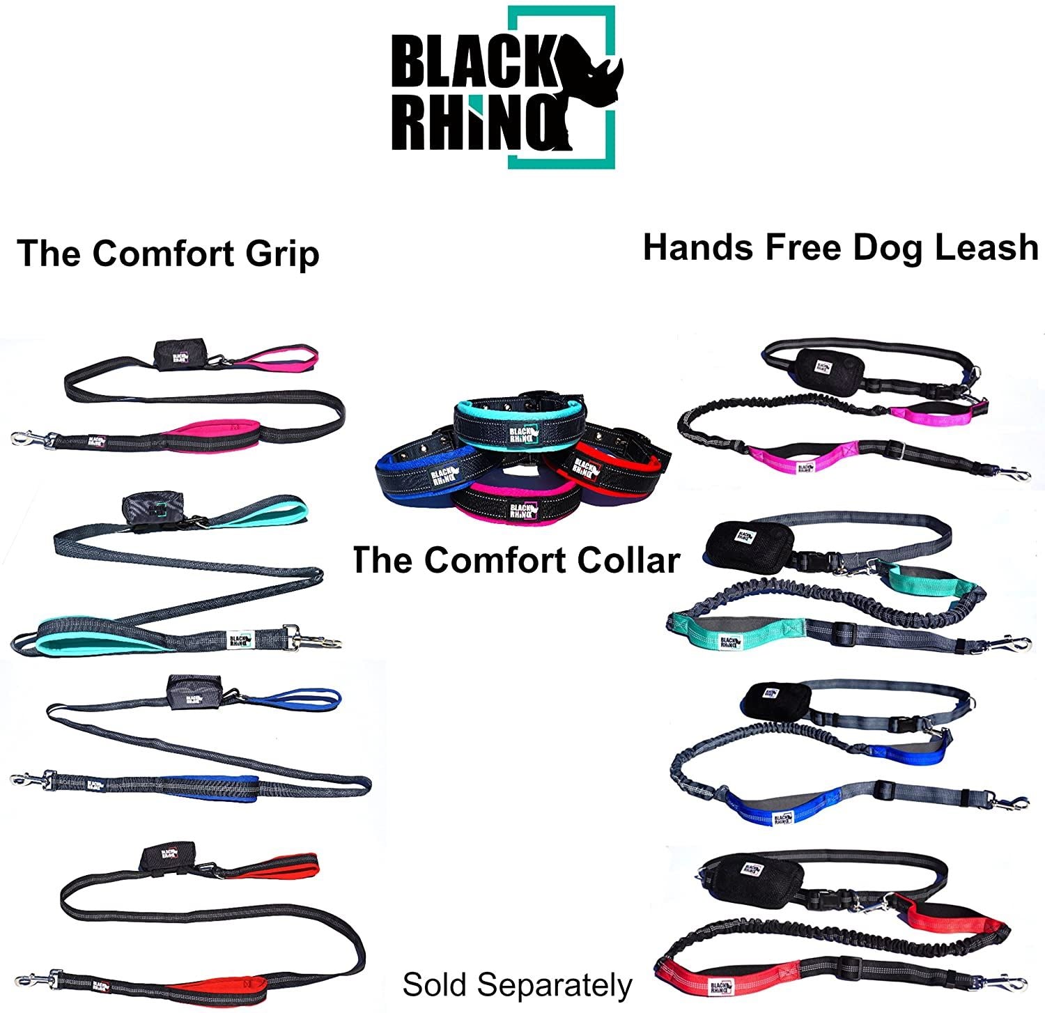 Black Rhino - The Comfort Collar Ultra Soft Neoprene Padded Dog Collar for All Breeds - Heavy Duty Adjustable Reflective Weatherproof (Large， Black)