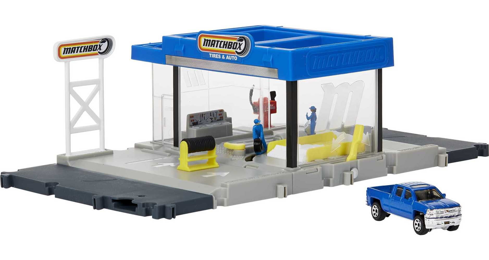 Matchbox Action Drivers Auto Shop Playset with 1:64 Scale Toy Car and Moving Pieces