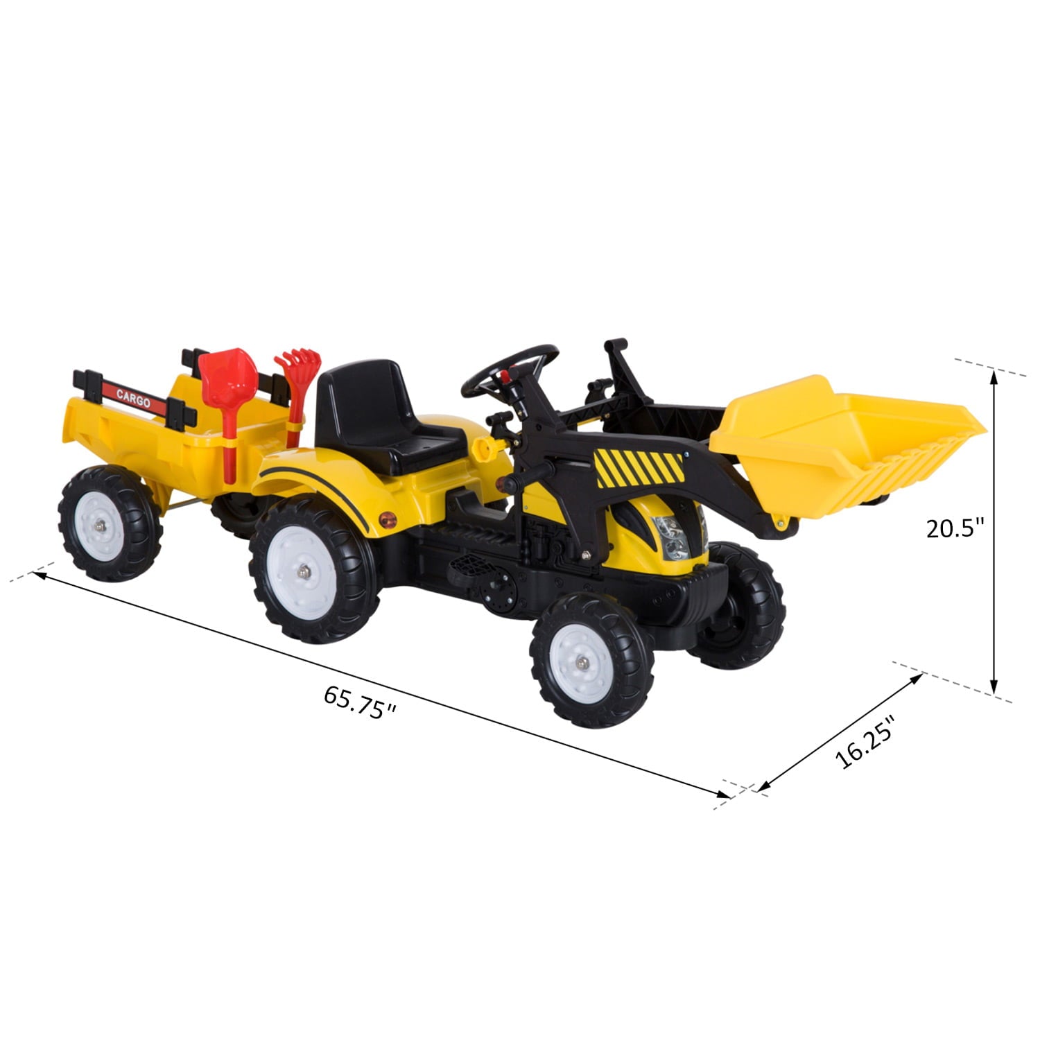 Aosom Ride On Excavator Kids Toy Construction Equipment with Pedal Controls， 6 Wheels， and Controllable Dirt Bucket