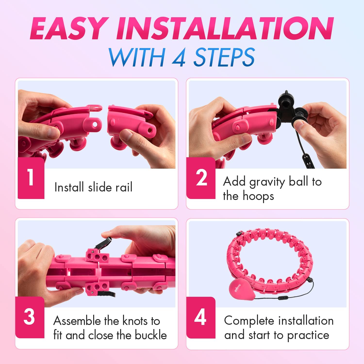 Yes4All Hula Smart Hoops， Pink