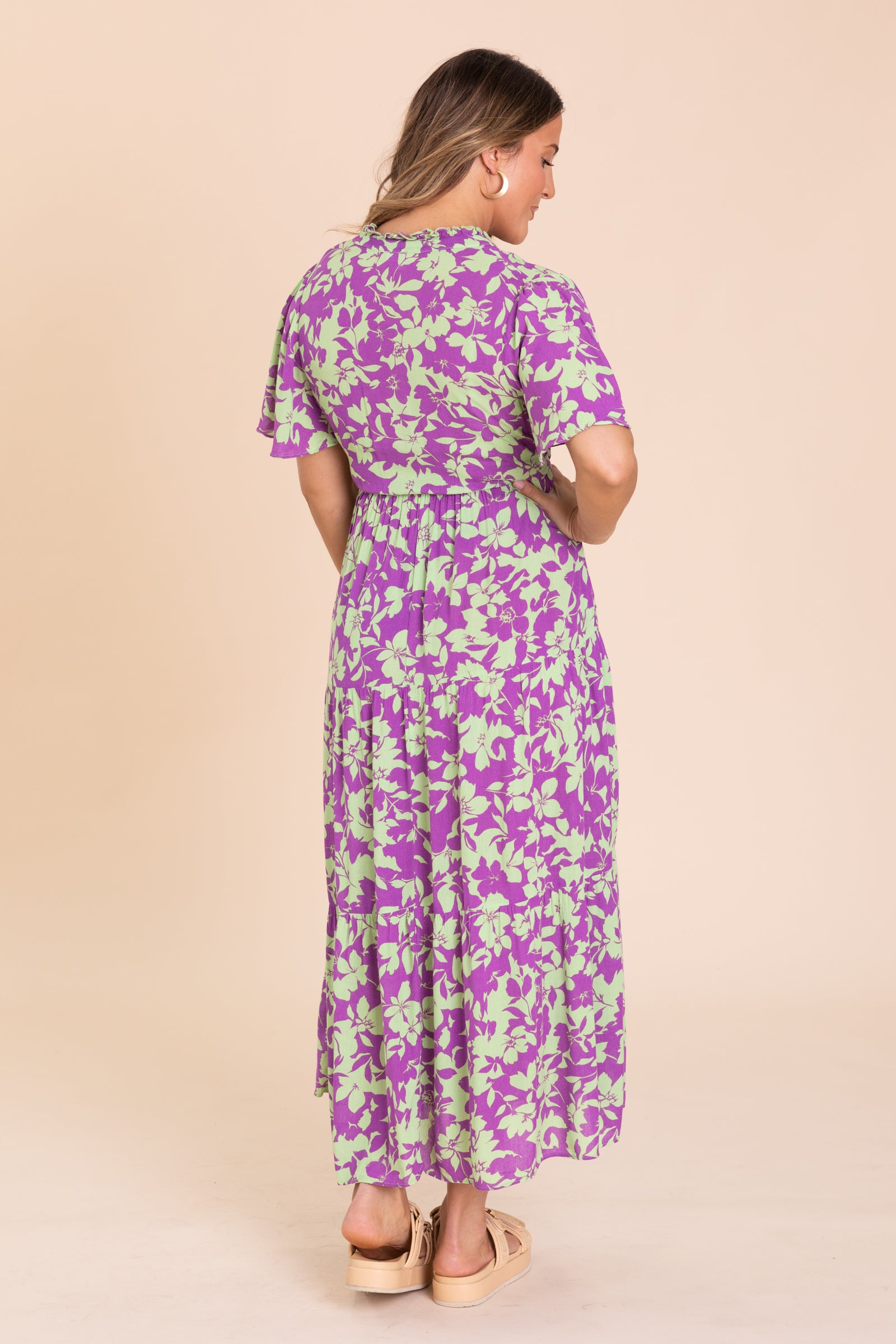 Mint And Purple Floral Maxi Dress
