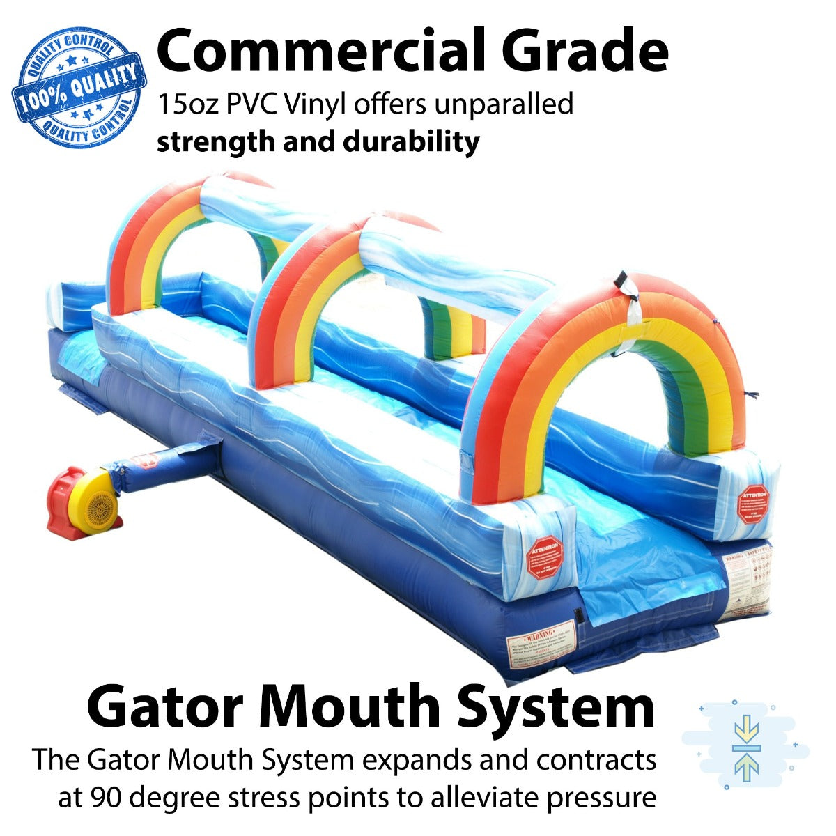 TentandTable Commercial Inflatable Slip n Slide， Blue Marble with Blower， 25'