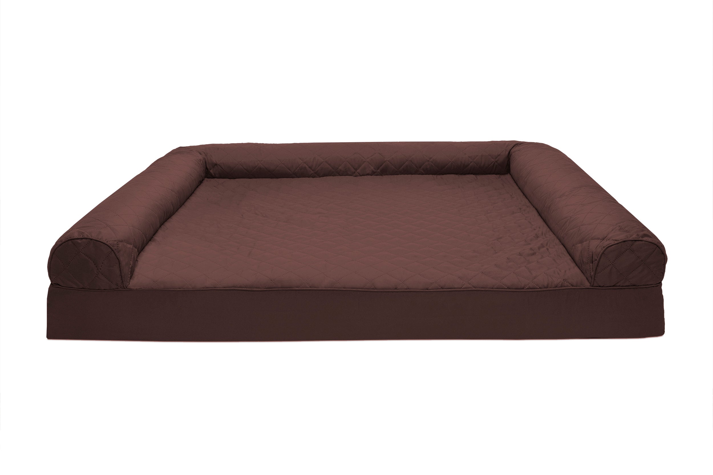FurHaven | Cooling Gel Quilted Sofa Pet Bed for Dogs and Cats， Coffee， Jumbo Plus