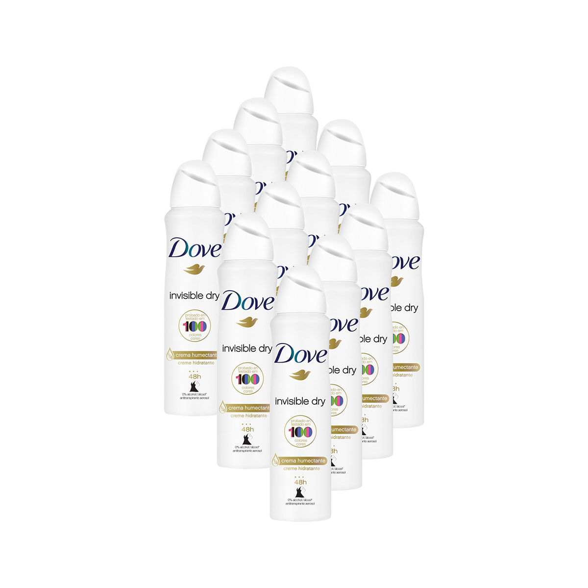 Kit com 12 Desodorantes Aerosol Dove Invisible Dry Feminino 89g cada