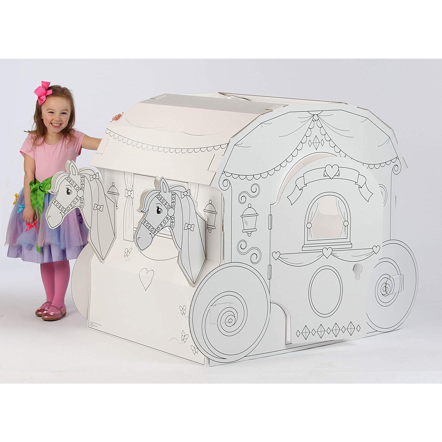 My Very Own House Life-Size Coloring Playhouse Princess Carriage with 8 Markers