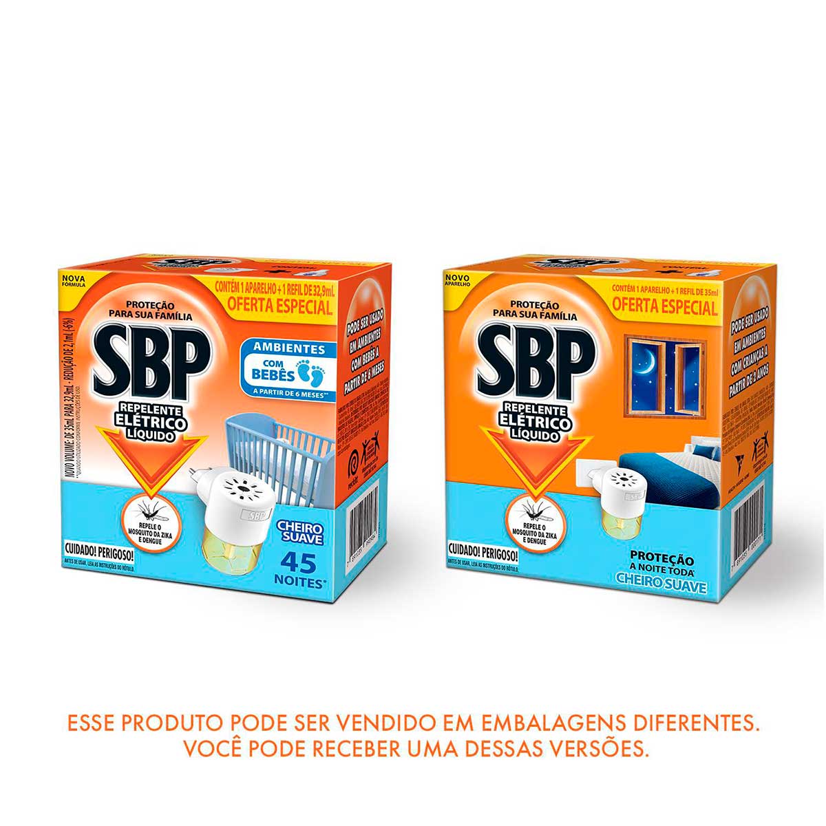 Repelente Eletrico Liquido SBP 45 Noites Cheiro Suave Novo Aparelho + Refil
