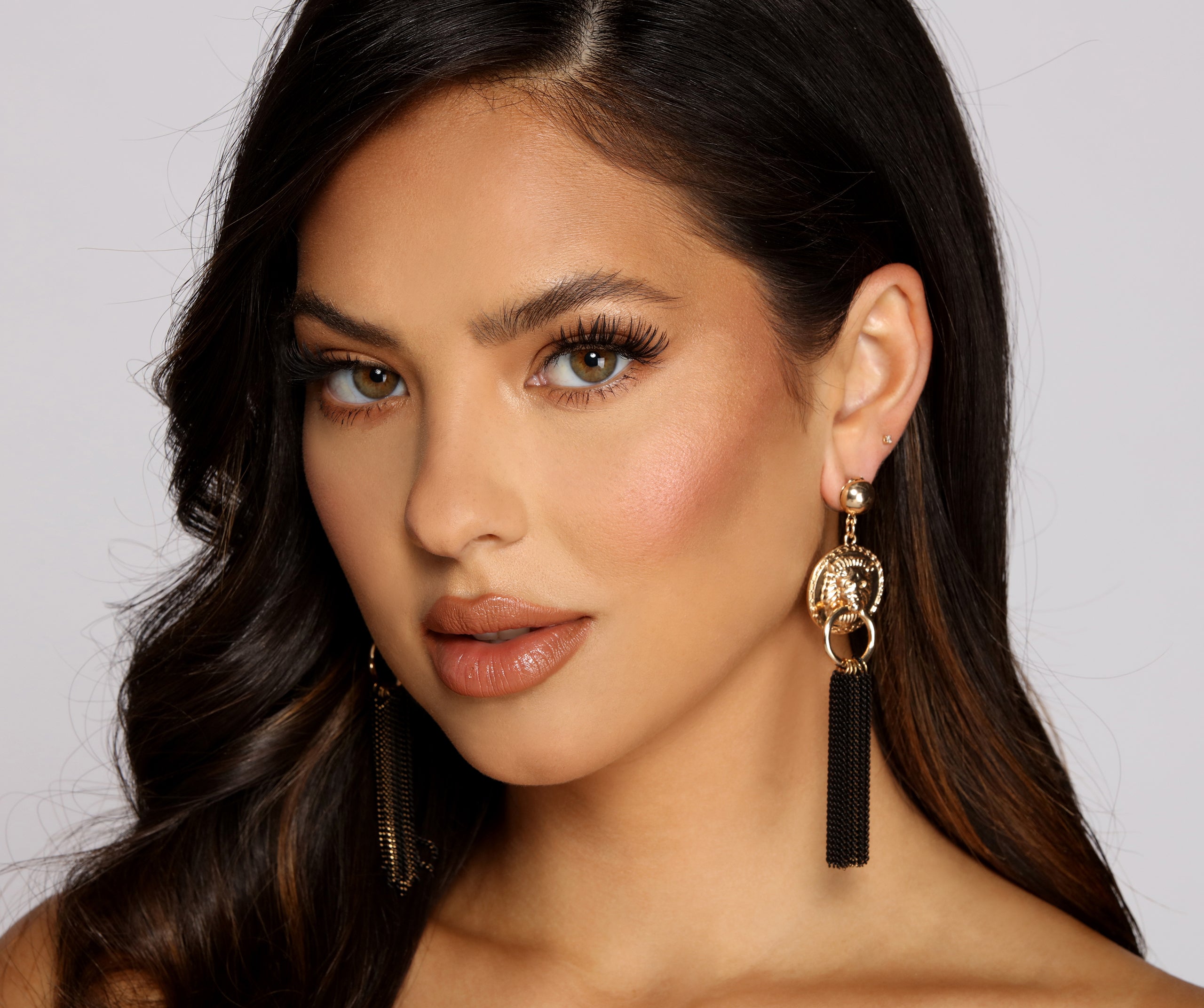 Fierce Lion Charm Door Knocker Earrings