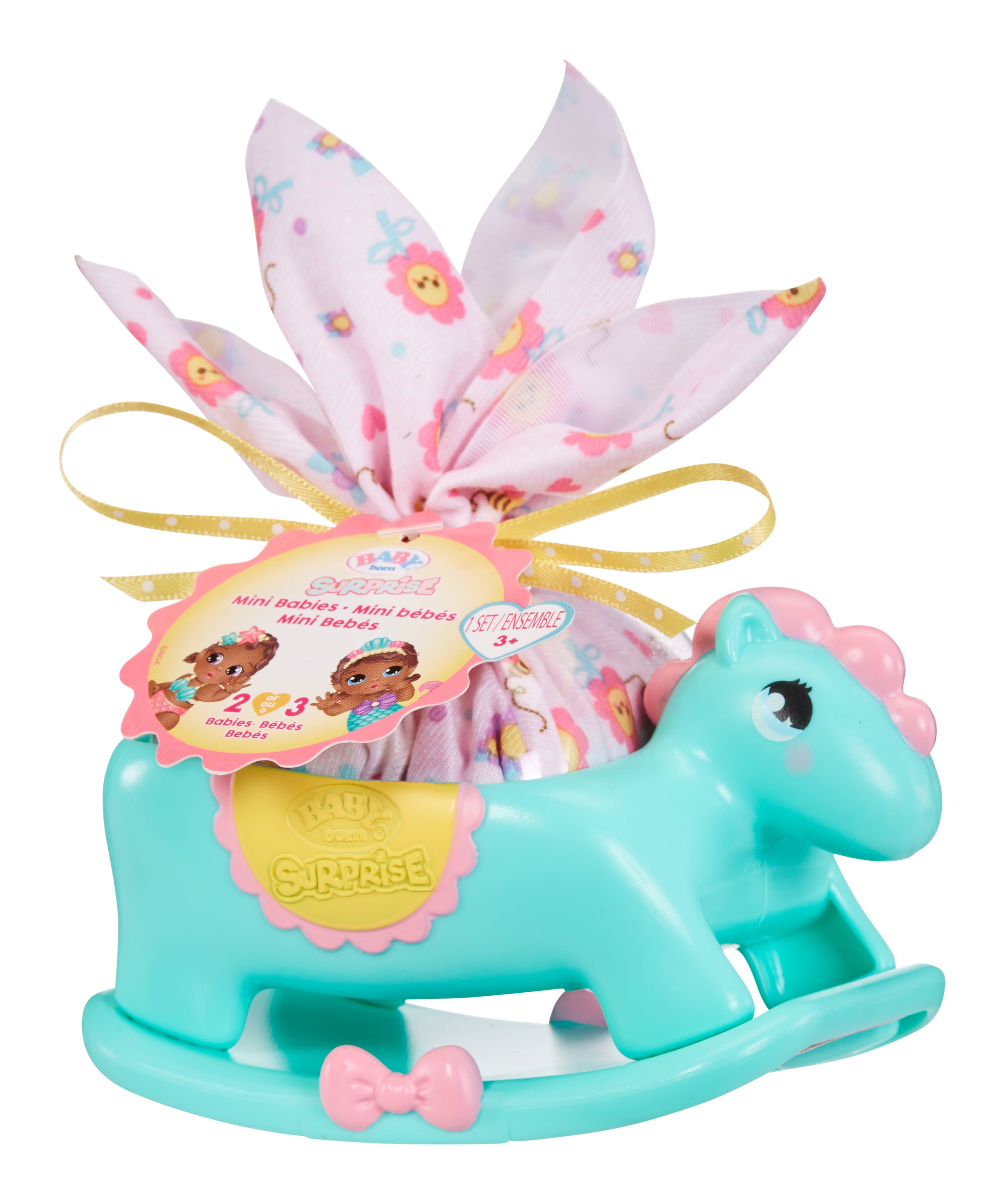 BABY born® Surprise Mini Babies 2.25" – Unwrap Surprise Twins or Triplets Collectible Baby Dolls with Soft Swaddle, Blanket, Rocking Horse, Age 3+