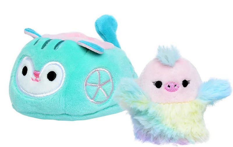 Kellytoy KTY-SQM0020TEA-C Squishville Mini Squishmallow Plush | Elda the Ostrich in Vehicle