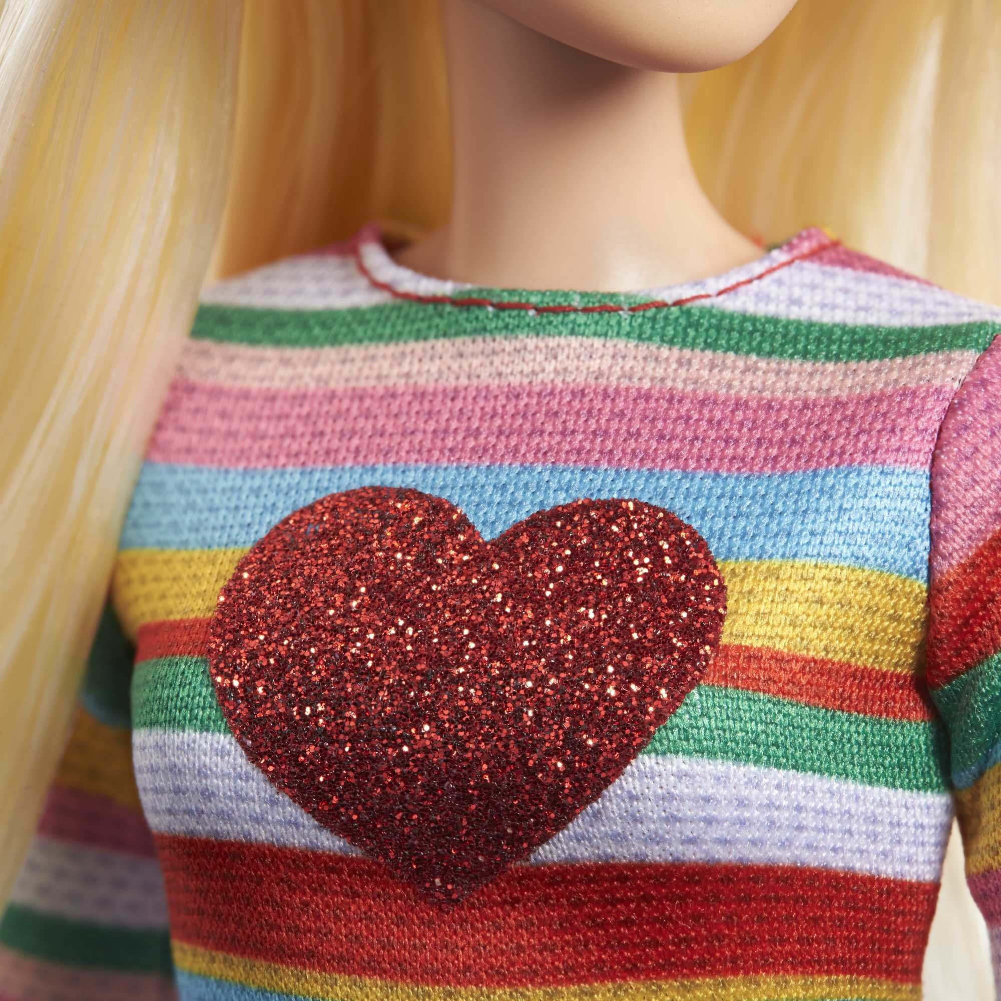 Barbie It Takes Two Malibu Doll with Blonde Hair, Rainbow Shirt, Denim Skirt & Shoes