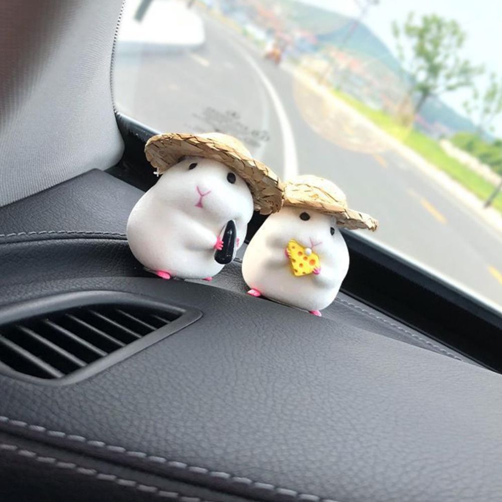 1pc Cute Statues Stealing Hamster Vehicle Interior Decor Car Accessories Auto Decorative Supplies Figurine Toy Auto Dashboard Model Hamster Action Figure Hamster Model Toy Car Oranments GREY ALMOND