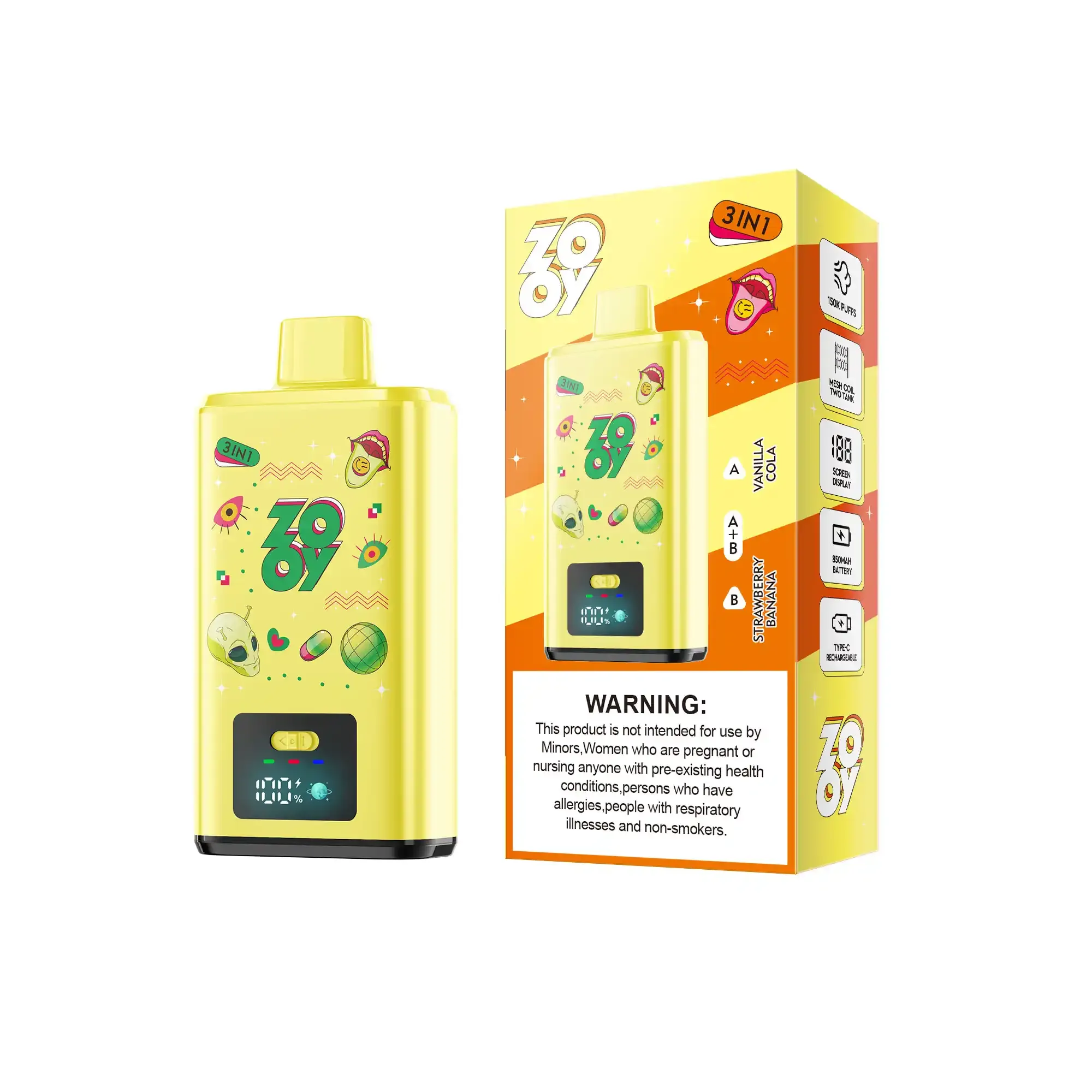 🌟ZOOY 150K Puffs 3 Flavors in 1 Disposable Vape