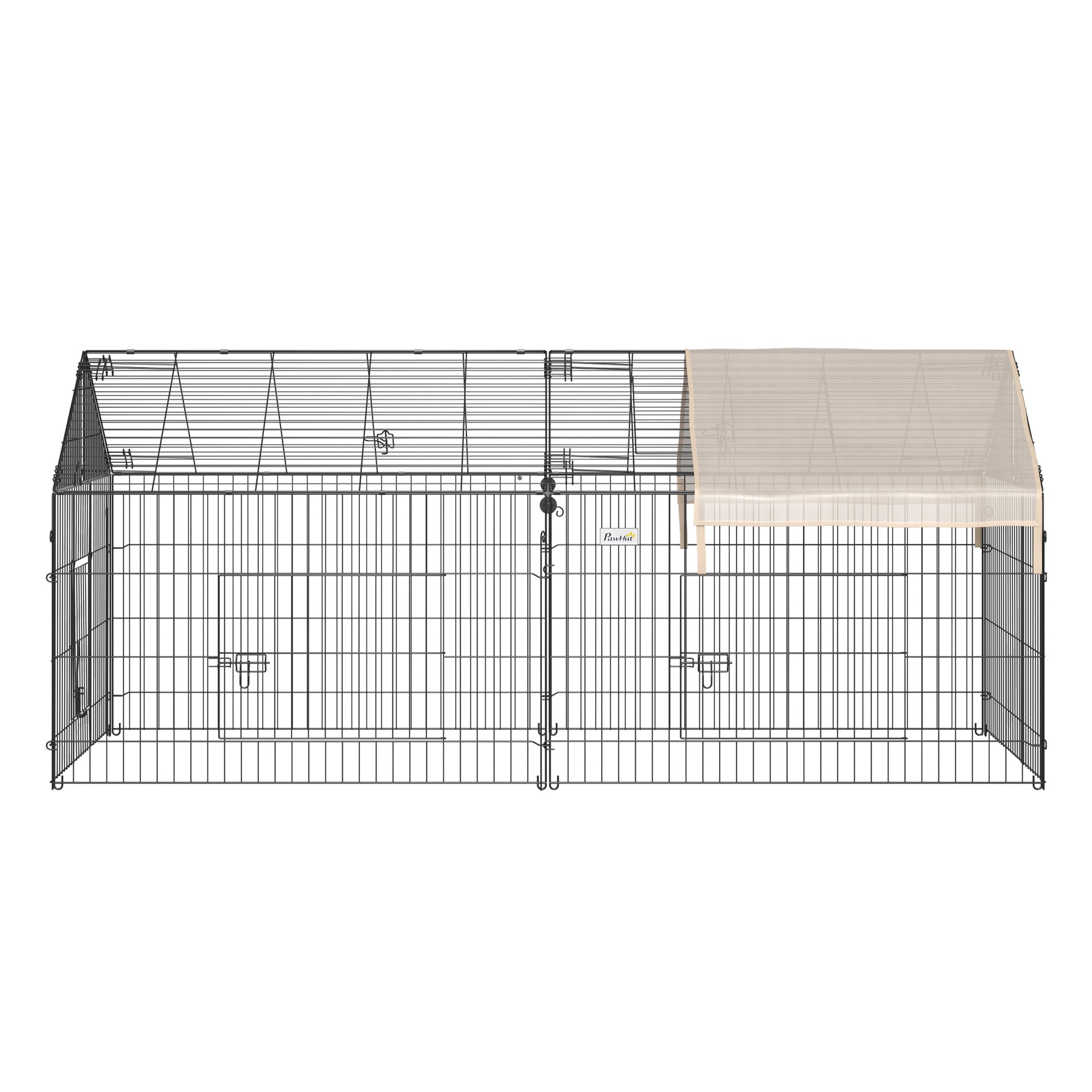 Pawhut Metal Pet Enclosure Small Animal Playpen Run， Black and White， 87