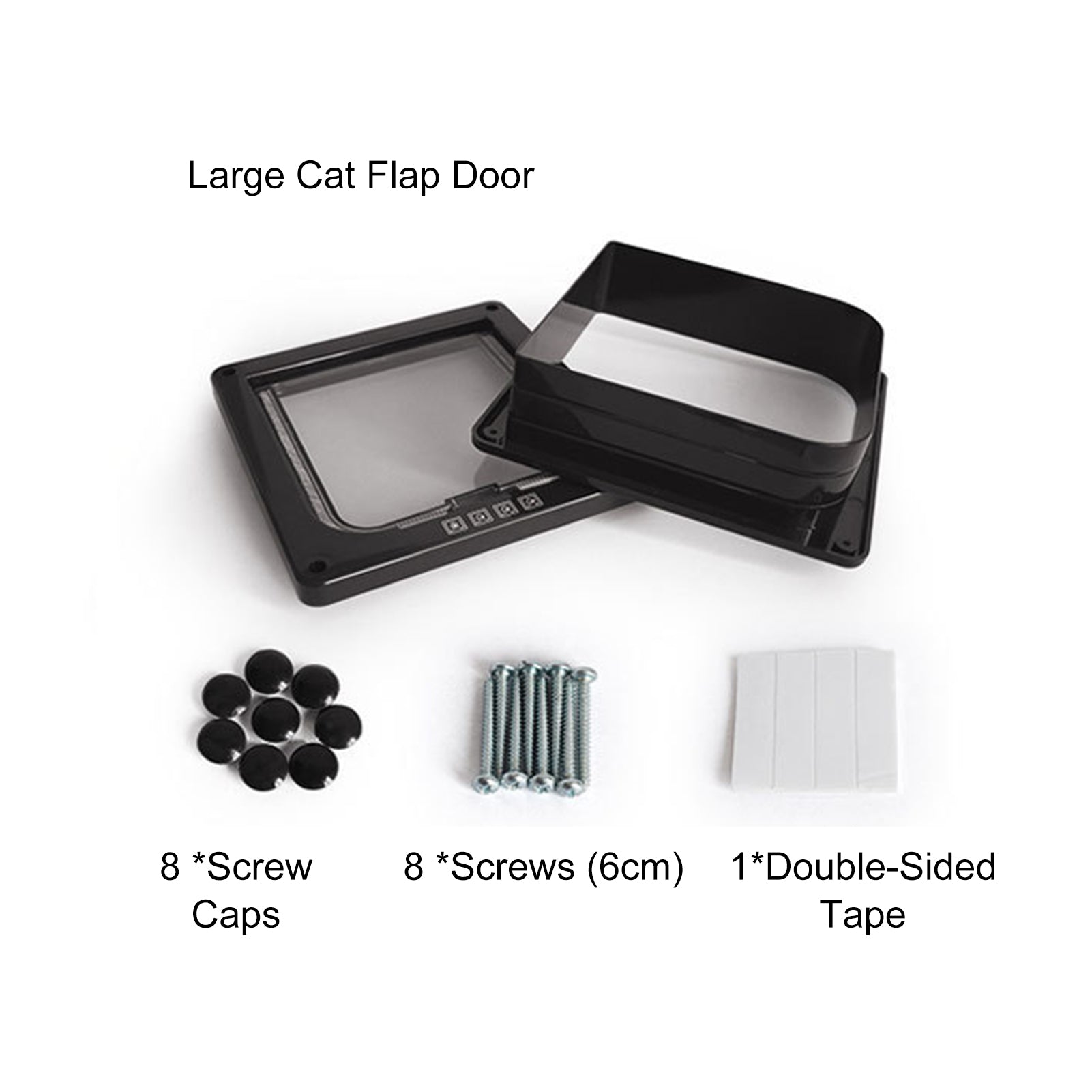 Tickas Cat Flap Door 4 Way Locking Pet Cat Puppy Door for Interior Exterior Doors Gate Frame