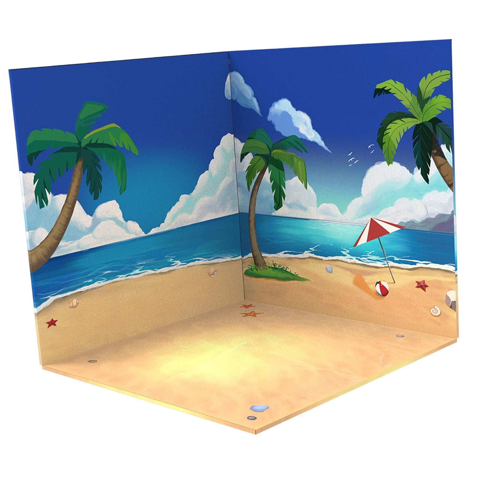 1/12 Backdrop Display Storage Collection Organizer Decoration for Action Figure Dolls， 1:12 Car Display Show Background Beach
