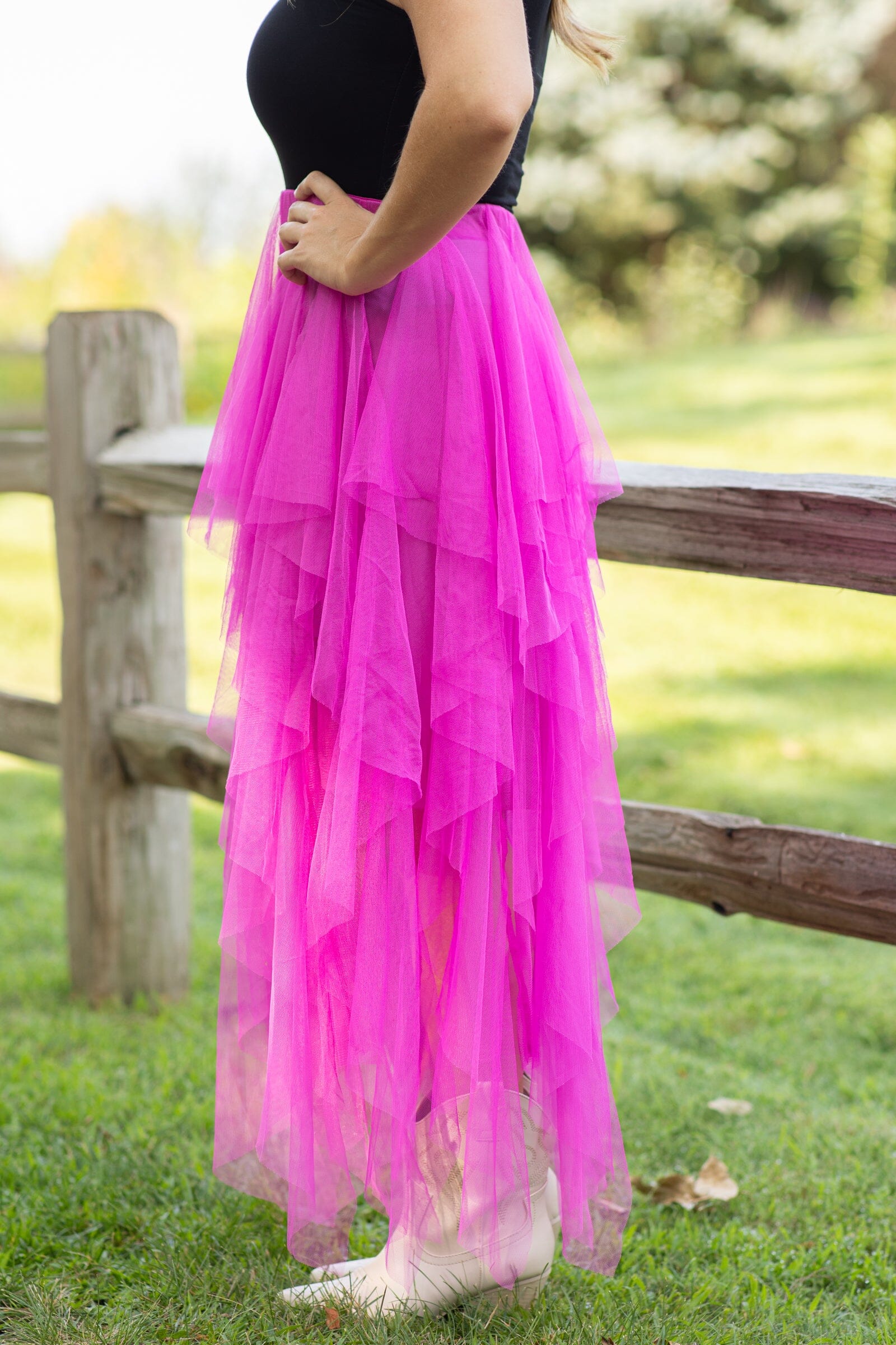 Fuchsia Tulle Maxi Skirt