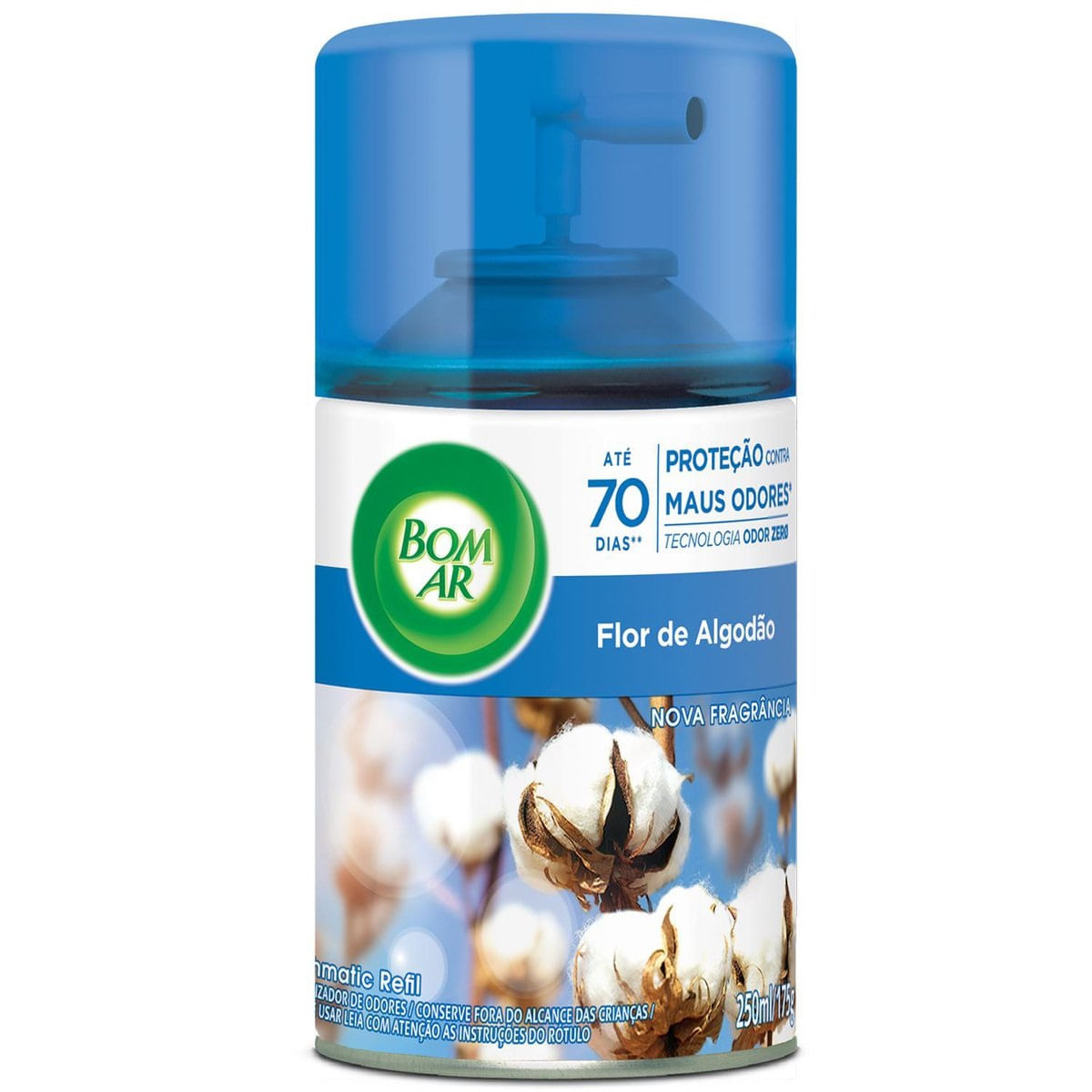 Aromatizador Bom Ar Automatico Aerossol Freshmatic Flor de Algodao Refil 250ml