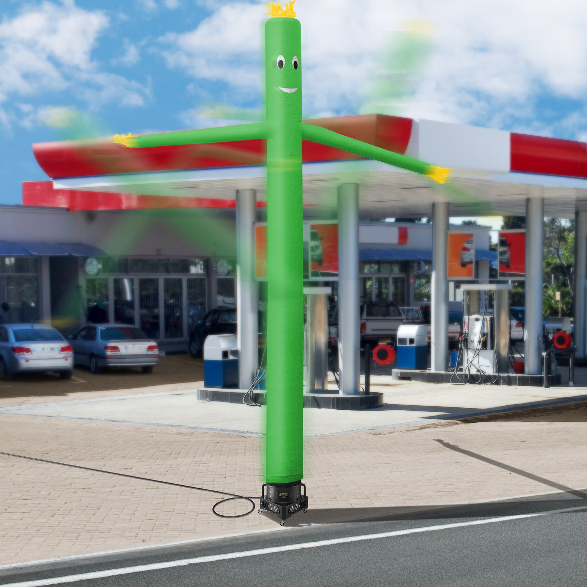 Cloud 9 Inflatable Wacky Waving Tube Man with Blower， Green 20 ft Dancing Air Puppet with Flailing Arms