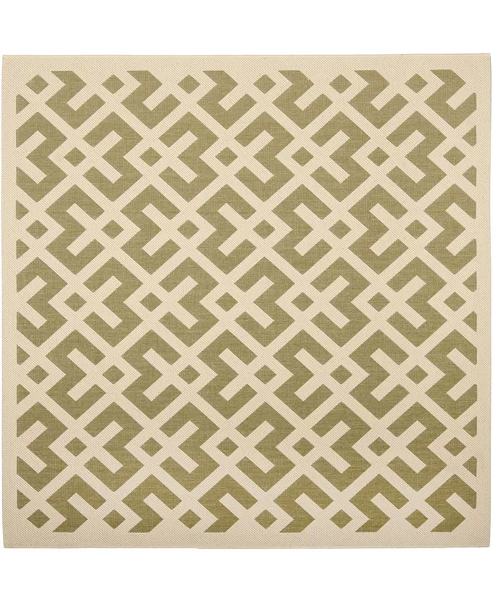 Safavieh Courtyard Green and Bone 4' x 4' Square Outdoor Area Rug