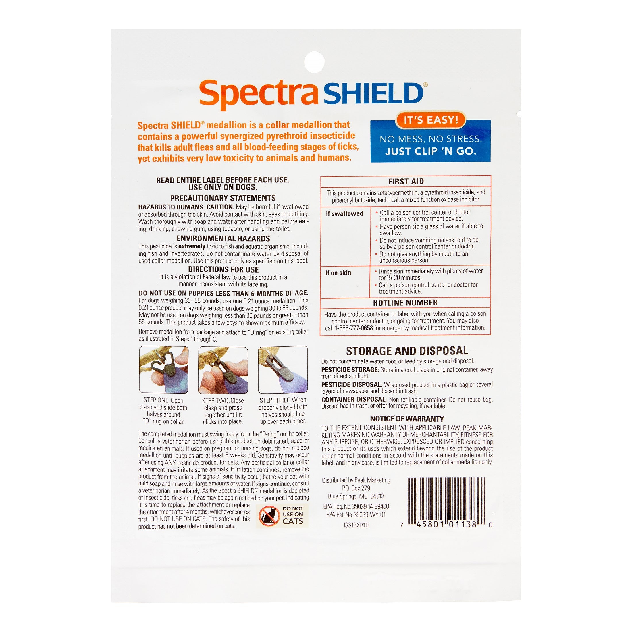 SpectraShield Flea and Tick Large Dog Tag， 1 Ct