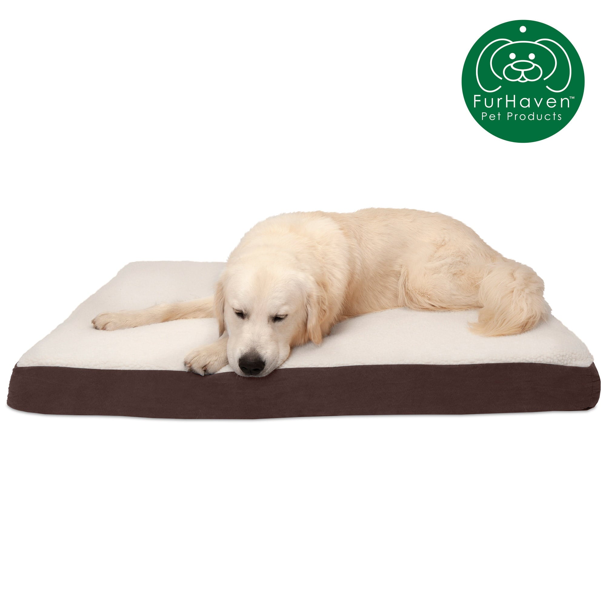 FurHaven Pet Products Faux Sheepskin and Suede Deluxe Orthopedic Dog Bed - Espresso， Jumbo