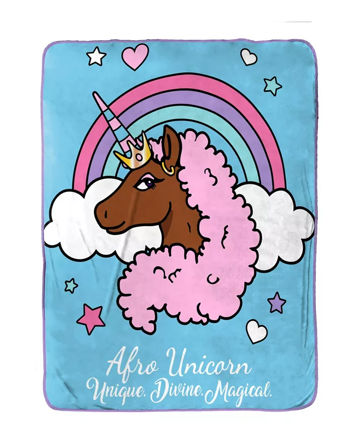 Jay Franco Afro Unicorn Unique， Divine， Magical Silk Touch Throw， 60