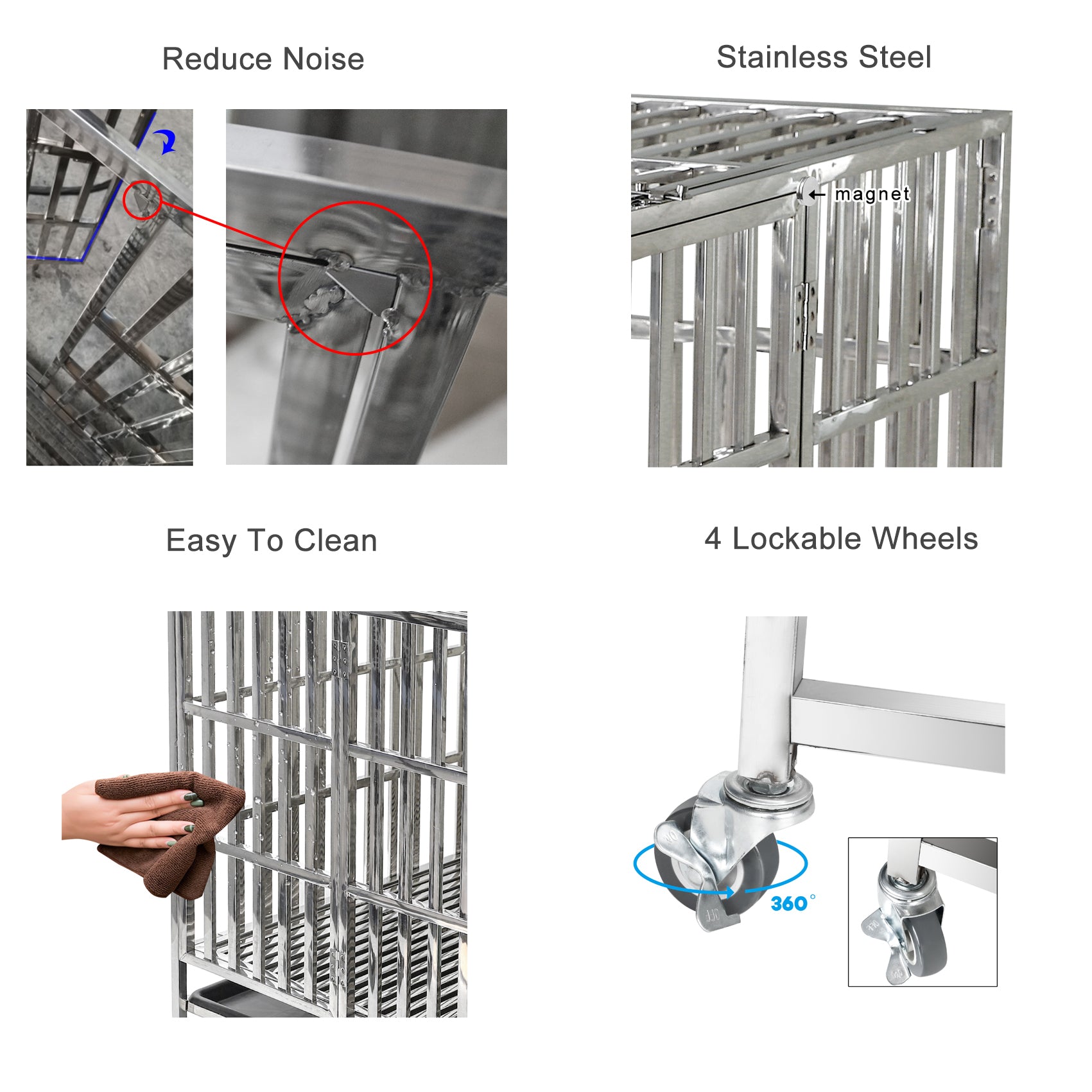 confote Heavy Duty Stainless Steel Dog Cage Kennel Crate and Playpen for Large Dogs， 37”