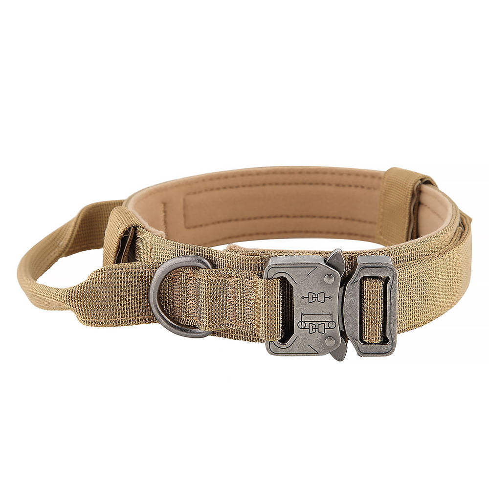Plutus Pet Tactical Dog Collar， Soft Padded， Adjustable with Heavy Duty Metal Buckle， (L， Brown)