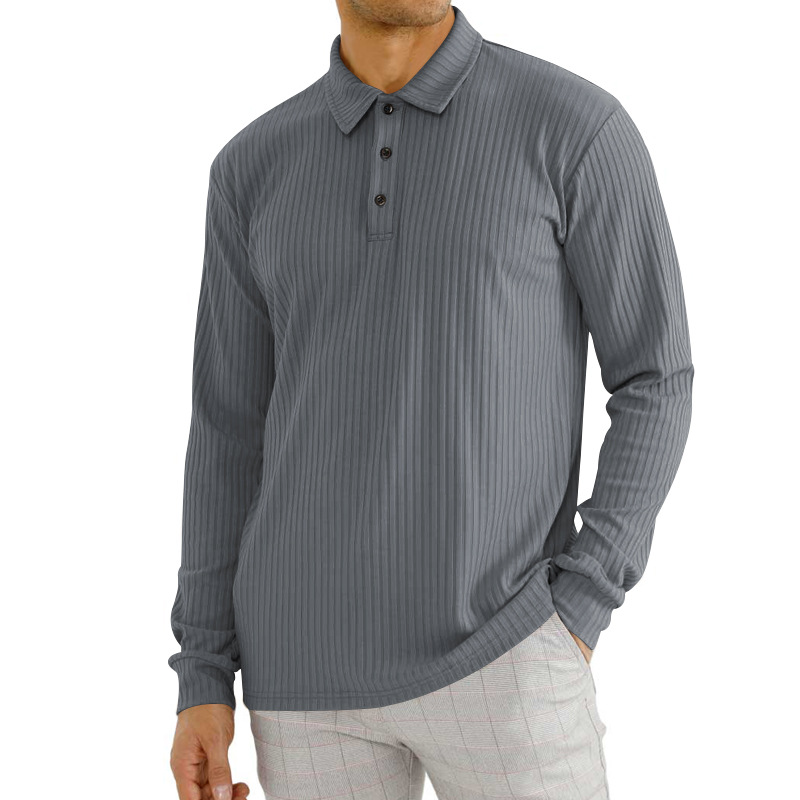 Men's t-shirt casual lapel long sleeve men's polo shirt