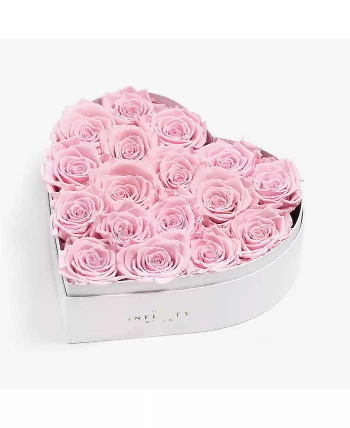 Infinity Roses Heart Box of 17 Pink Real Roses Preserved to Last Over a Year