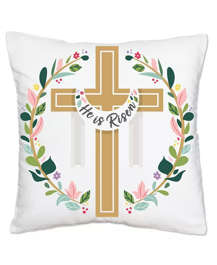 Big Dot of Happiness Religious Easter - Home Decorative Cushion Case Throw Pillow Cover - 16 x 16 In