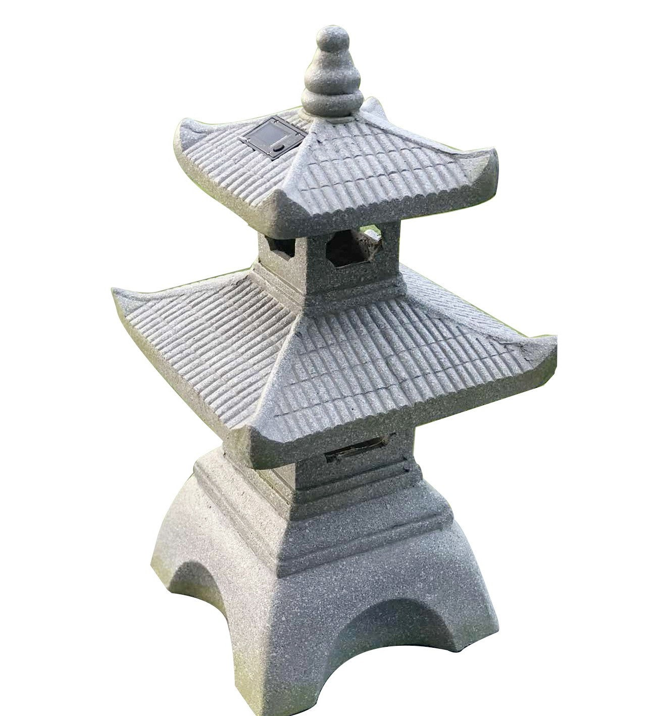 HomeRoots 473207 26 in. Dark Gray Pagoda Solar Light Lantern Outdoor Statue, Black