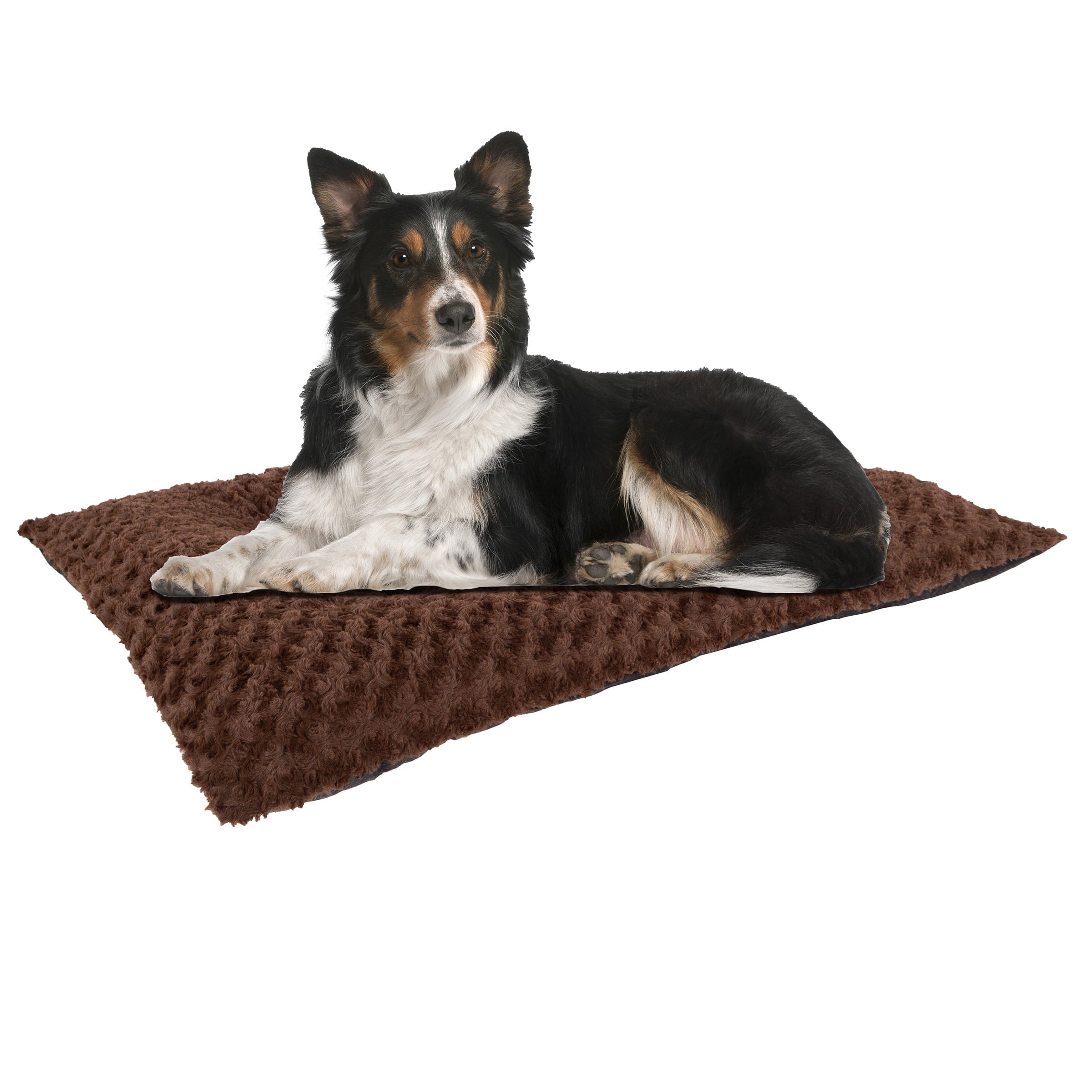 Pet Bed - Medium Dog Pad with Faux Fur Sleep Surface and Non-Slip Bottom - For Kennels， Crates， and Hardwood Floors by PETMAKER (Chocolate Brown)