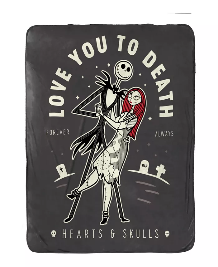 Jay Franco Nightmare Before Christmas Hearts Skulls Silk Touch Throw， 70