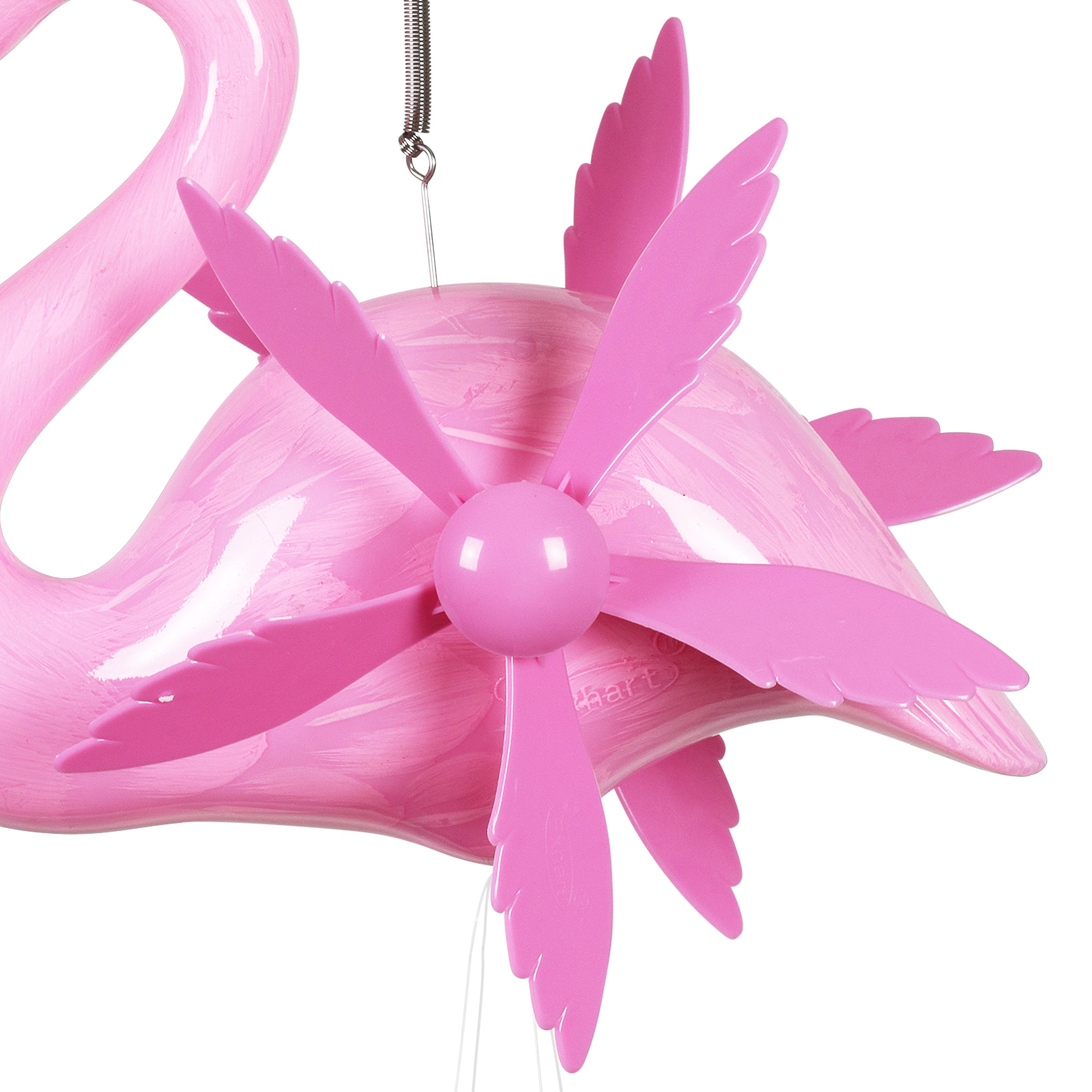 Exhart Large WindyWings Whirligig Pink Flamingo Spinning Wind Chime ， 11 by 24 inch， Plastic for Home décor， Patio， Outdoor Indoor Gardening Yard Pathway Decoration