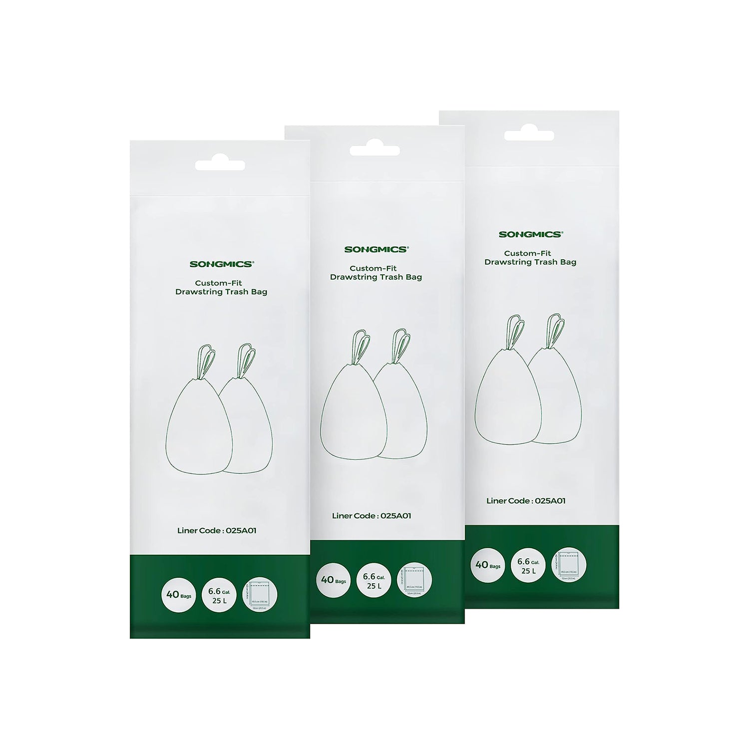SONGMICS Small Trash Bags for 6.6 Gallon Trash Cans 120 Count