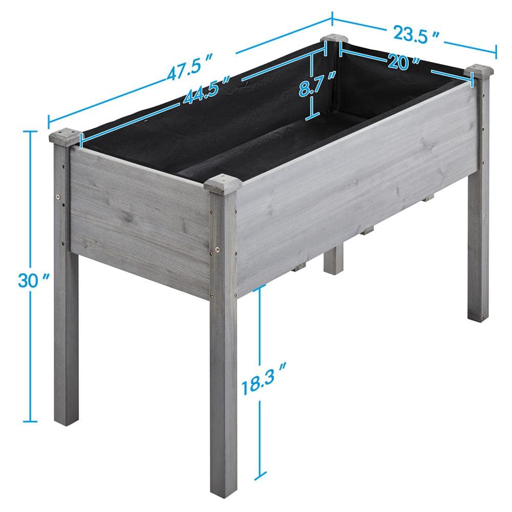 Yaheetech 47.5 in. L x 23.5 in. W x 30 in. H Fir Wood Elevated Planter Raised Bed for Backyard， Patio DYyh5e0001
