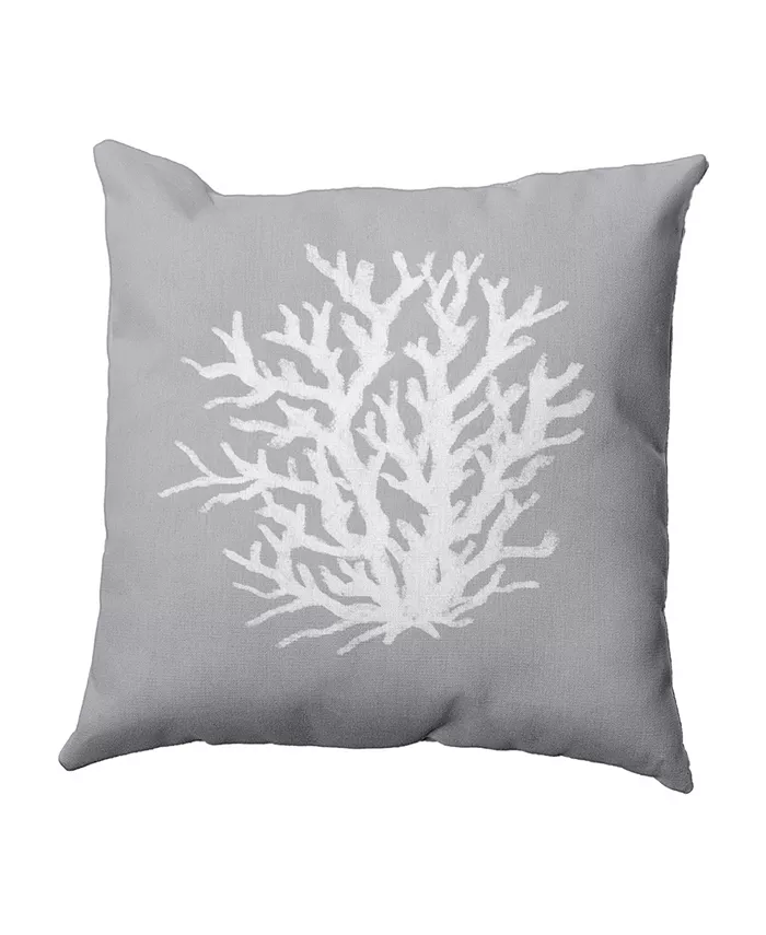 E by Design 16 Inch Gray Decorative Floral Throw Pillow