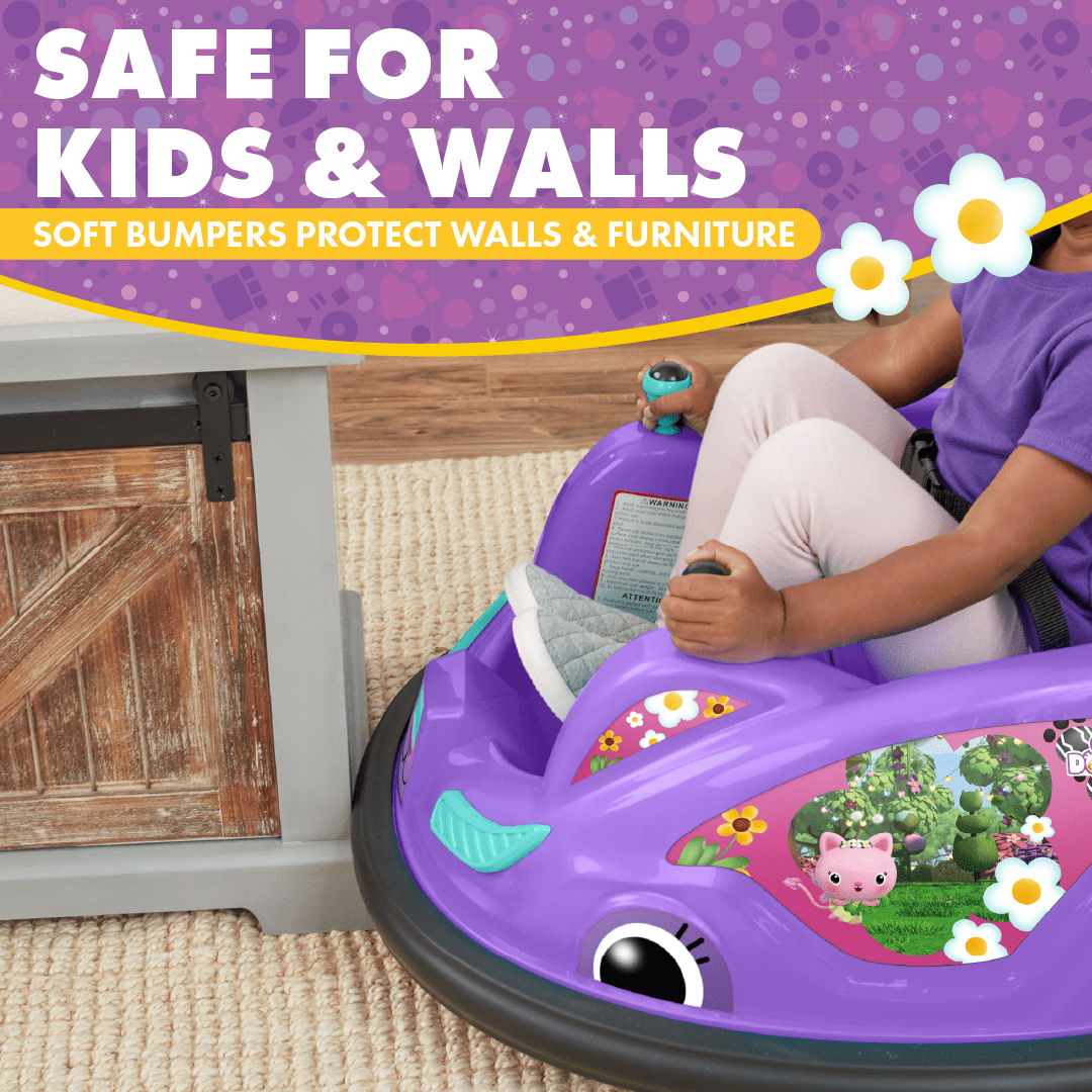 Gabby's Dollhouse 6V Bumper Car， Battery Powered， Electric Ride On by Flybar， With Charger