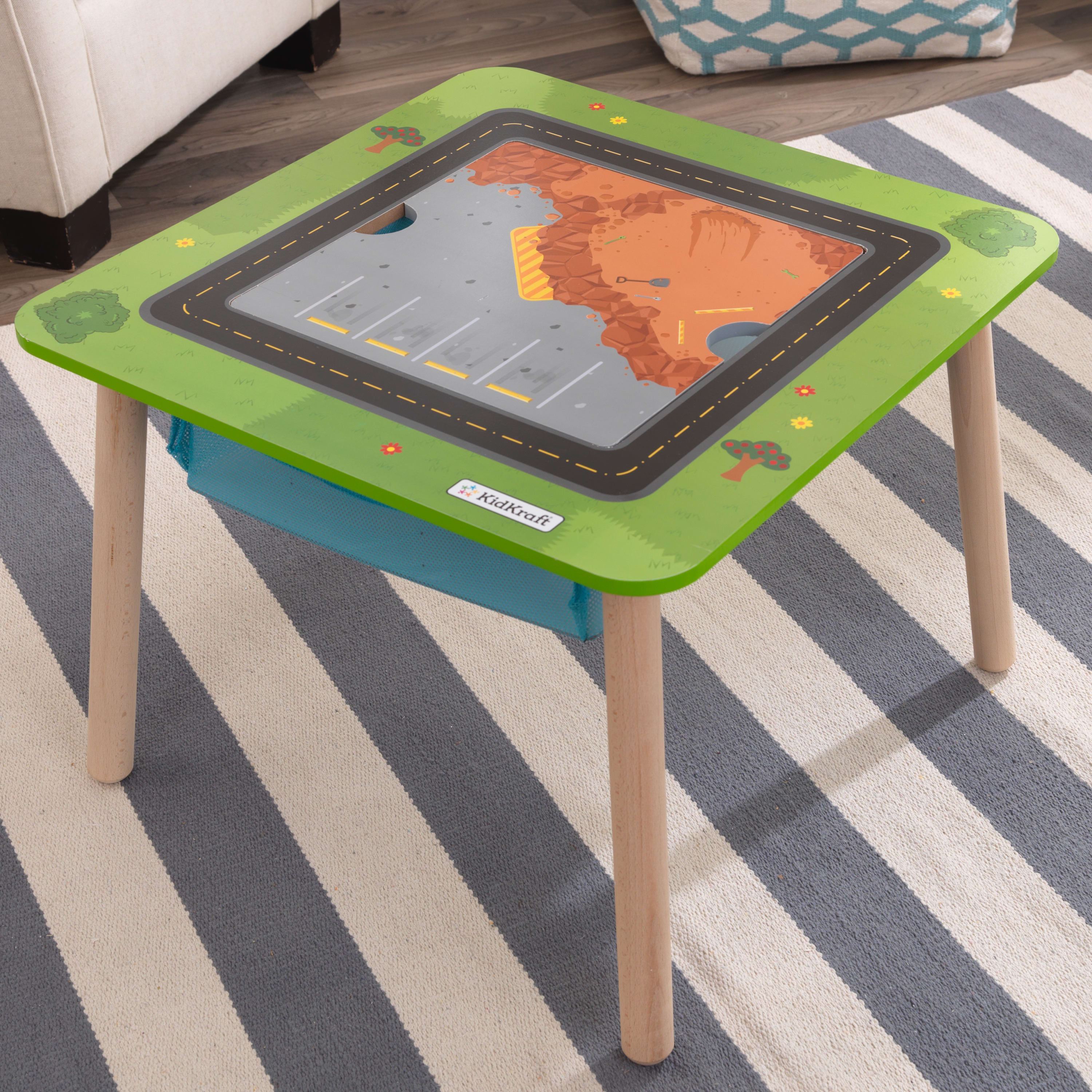 KidKraft Rocky Mountain Wooden Train Set and Table with 50 Pieces and Built-in Storage