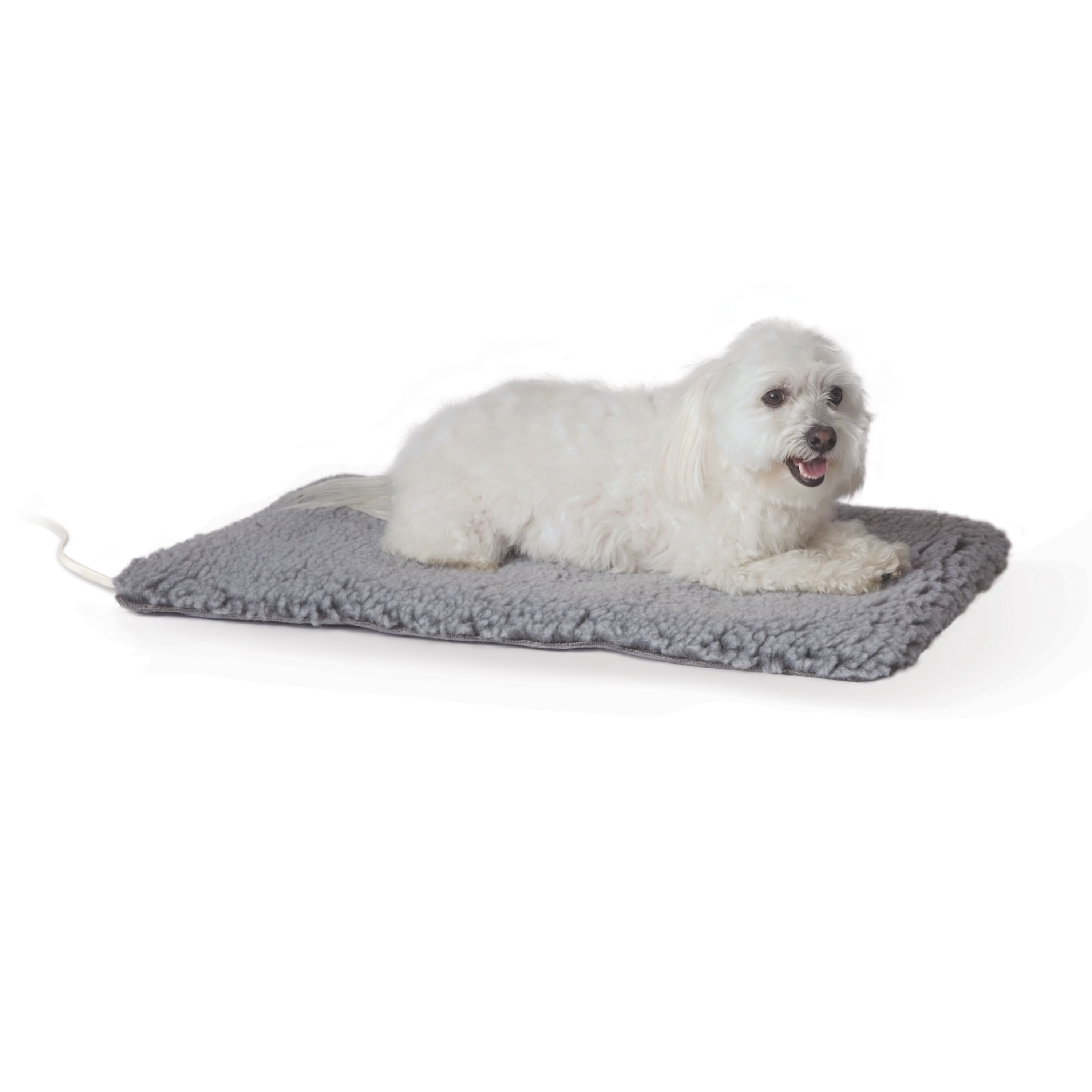 KandH Pet Products Thermo Plush Pad Indoor Heated Pet Bed Gray Medium 17.5 X 28 Inches