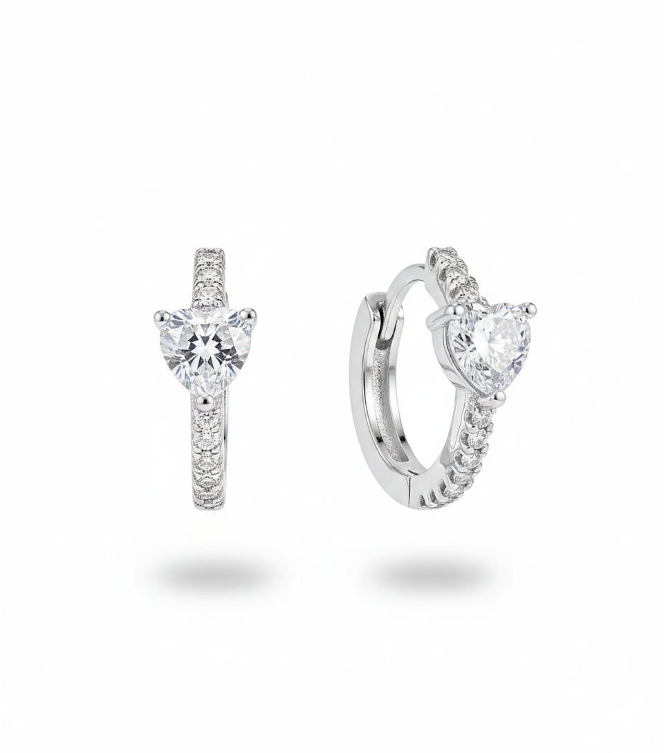 Argola Toda Cravej. C/ Coração Em Zircônia